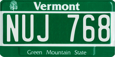 VT license plate NUJ768