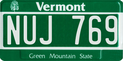 VT license plate NUJ769