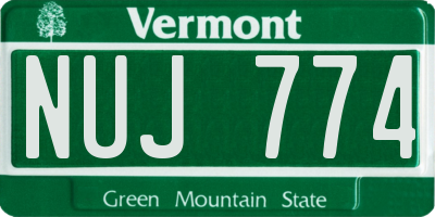 VT license plate NUJ774