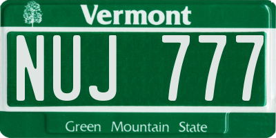 VT license plate NUJ777