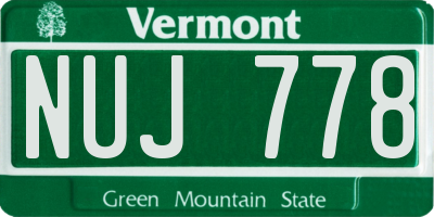 VT license plate NUJ778