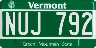VT license plate NUJ792