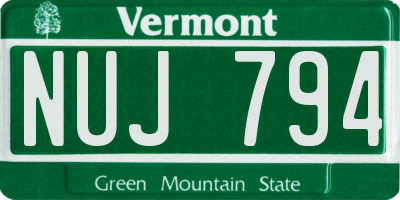 VT license plate NUJ794