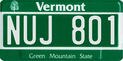 VT license plate NUJ801