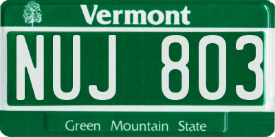 VT license plate NUJ803
