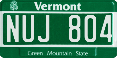 VT license plate NUJ804