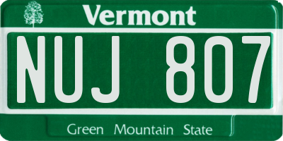 VT license plate NUJ807