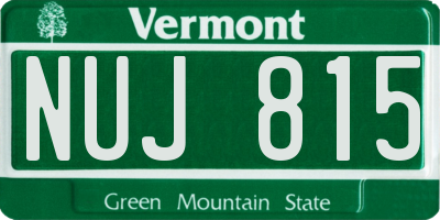 VT license plate NUJ815