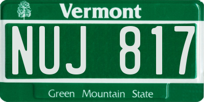 VT license plate NUJ817