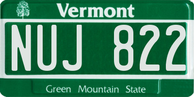 VT license plate NUJ822