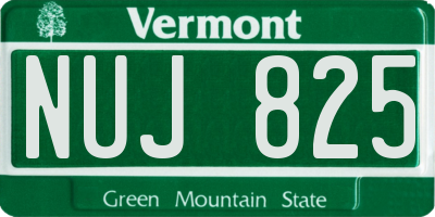 VT license plate NUJ825