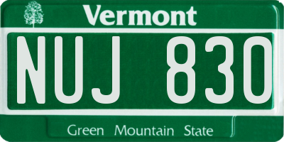 VT license plate NUJ830