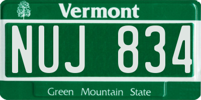 VT license plate NUJ834