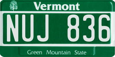 VT license plate NUJ836