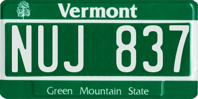 VT license plate NUJ837