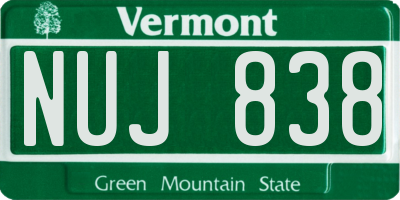 VT license plate NUJ838