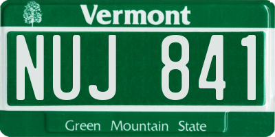 VT license plate NUJ841