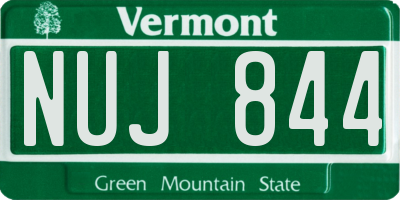 VT license plate NUJ844
