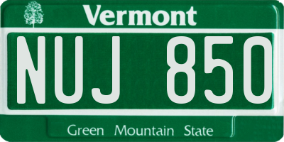 VT license plate NUJ850
