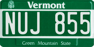 VT license plate NUJ855