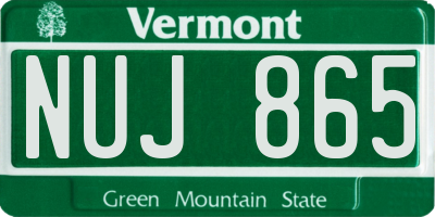VT license plate NUJ865