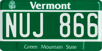 VT license plate NUJ866