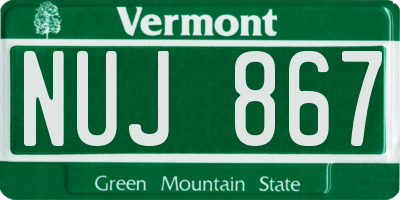 VT license plate NUJ867