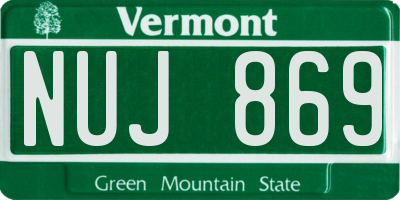VT license plate NUJ869
