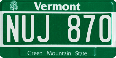 VT license plate NUJ870