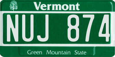 VT license plate NUJ874