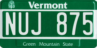 VT license plate NUJ875