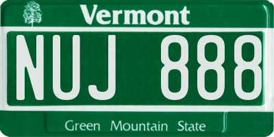 VT license plate NUJ888