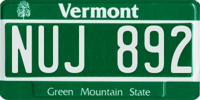 VT license plate NUJ892