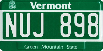 VT license plate NUJ898