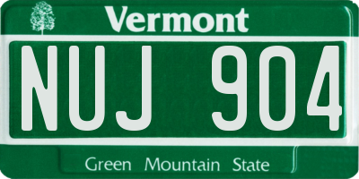 VT license plate NUJ904