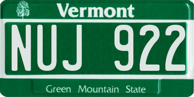 VT license plate NUJ922