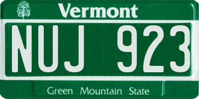 VT license plate NUJ923