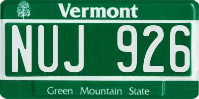 VT license plate NUJ926