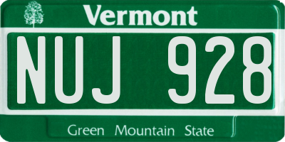 VT license plate NUJ928