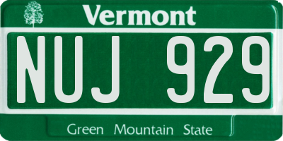 VT license plate NUJ929