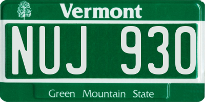 VT license plate NUJ930