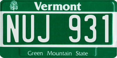 VT license plate NUJ931