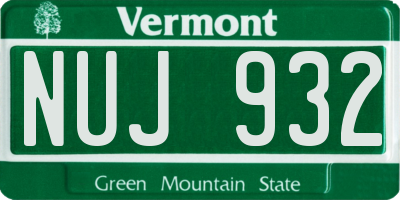 VT license plate NUJ932