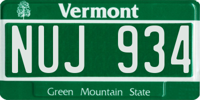 VT license plate NUJ934