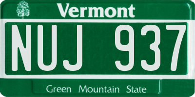 VT license plate NUJ937