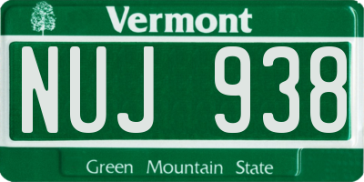VT license plate NUJ938