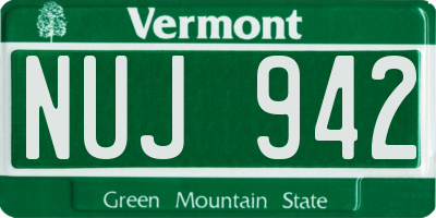 VT license plate NUJ942
