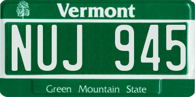 VT license plate NUJ945