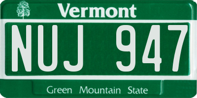 VT license plate NUJ947