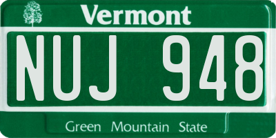 VT license plate NUJ948